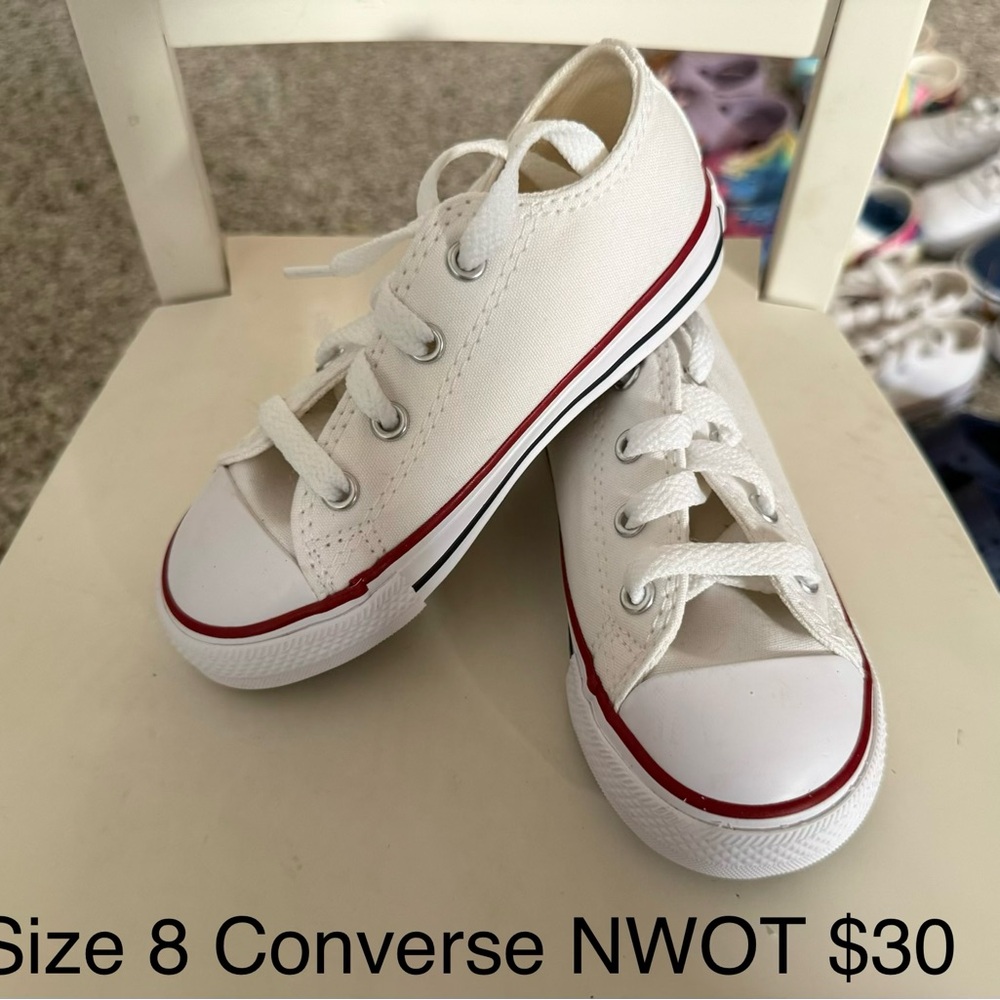 Converse Kids White and Red Sneakers
